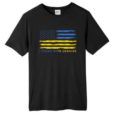 Support Ukrainian American Flag I Stand With Ukraine Gift Tall Fusion ChromaSoft Performance T-Shirt