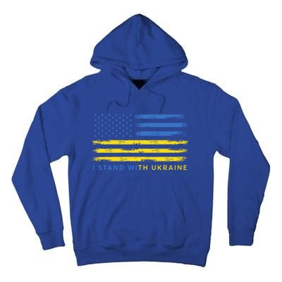 Support Ukrainian American Flag I Stand With Ukraine Gift Tall Hoodie