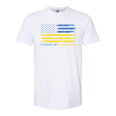 Support Ukrainian American Flag I Stand With Ukraine Gift Softstyle® CVC T-Shirt