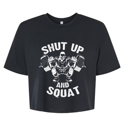 Shut Up And Squat Workout Gym Bella+Canvas Jersey Crop Tee