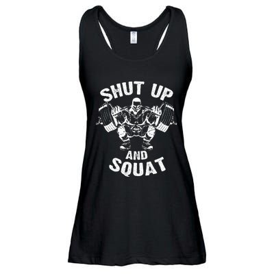 Shut Up And Squat Workout Gym Ladies Essential Flowy Tank