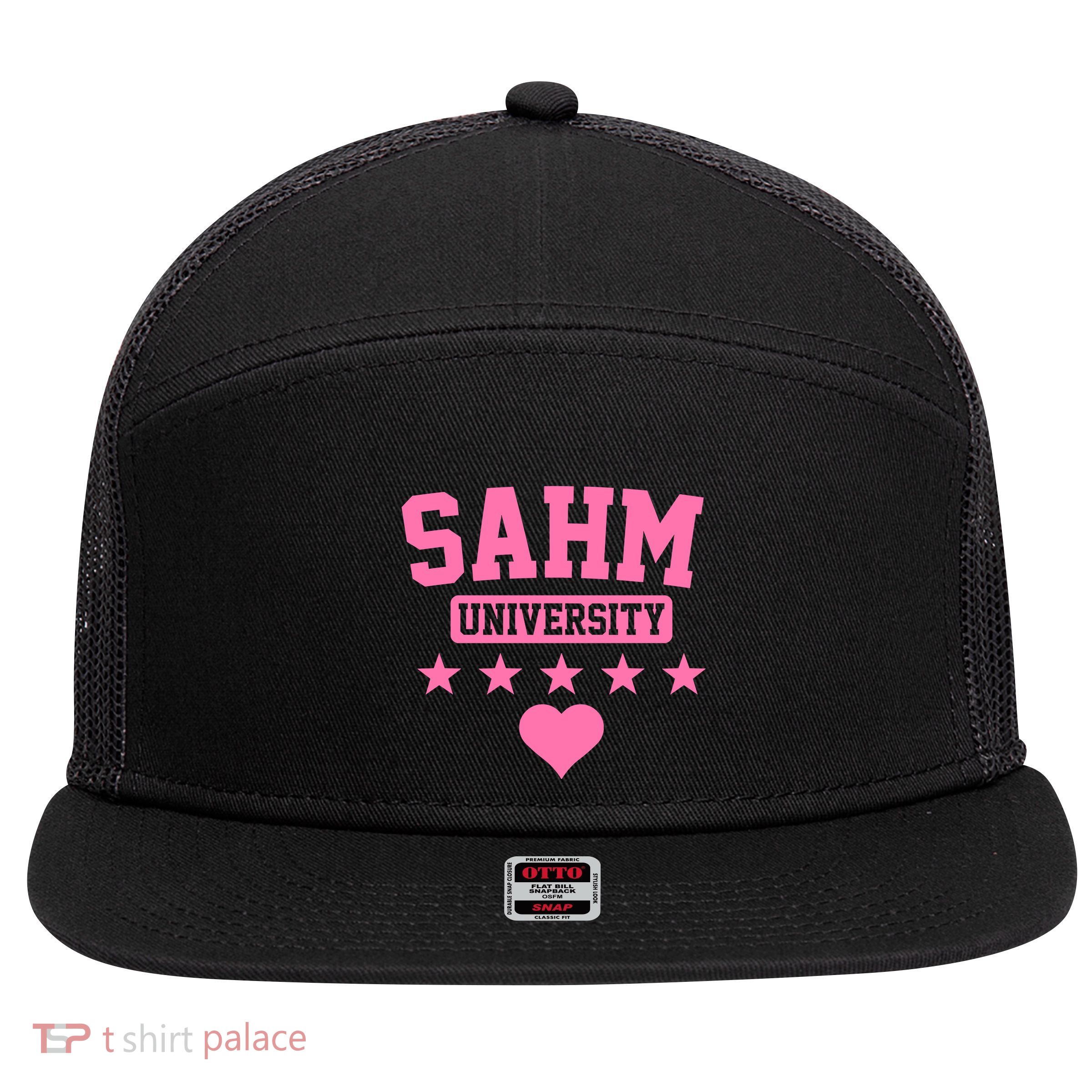 SAHM University Apparel Long Sleeve 7 Panel Mesh Trucker Snapback Hat