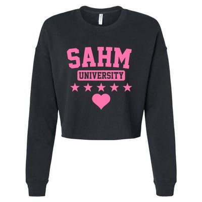 SAHM University Apparel Long Sleeve Cropped Pullover Crew