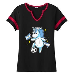 Soccer Unicorn Argentina Jersey Gift Argentinian Football Ladies Halftime Notch Neck Tee