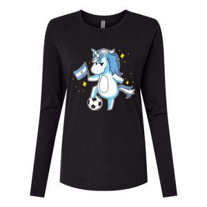 Soccer Unicorn Argentina Jersey Gift Argentinian Football Womens Cotton Relaxed Long Sleeve T-Shirt