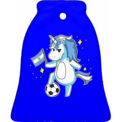 Soccer Unicorn Argentina Jersey Gift Argentinian Football Ceramic Bell Ornament