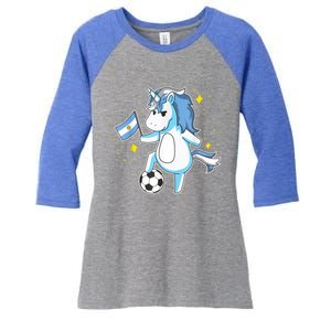 Soccer Unicorn Argentina Jersey Gift Argentinian Football Women's Tri-Blend 3/4-Sleeve Raglan Shirt