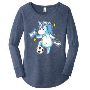 Soccer Unicorn Argentina Jersey Gift Argentinian Football Women's Perfect Tri Tunic Long Sleeve Shirt