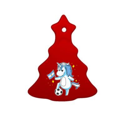 Soccer Unicorn Argentina Jersey Gift Argentinian Football Ceramic Tree Ornament