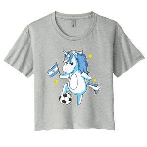 Soccer Unicorn Argentina Jersey Gift Argentinian Football Women's Crop Top Tee