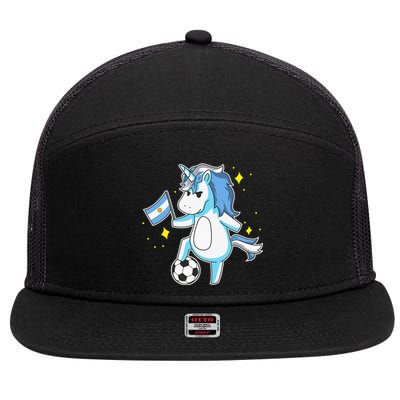 Soccer Unicorn Argentina Jersey Shirt Argentinian Football 7 Panel Mesh Trucker Snapback Hat