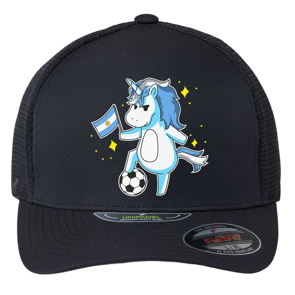 Soccer Unicorn Argentina Jersey Shirt Argentinian Football Flexfit Unipanel Trucker Cap