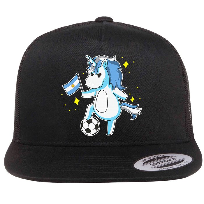 Soccer Unicorn Argentina Jersey Shirt Argentinian Football Flat Bill Trucker Hat