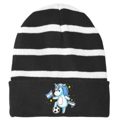 Soccer Unicorn Argentina Jersey Shirt Argentinian Football Striped Beanie with Solid Band