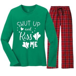 Shut Up And Kiss Me Women's Long Sleeve Flannel Pajama Set 