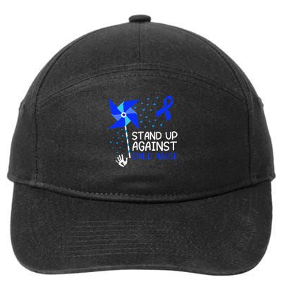 Stand Up Against Child Abuse Prevention Awareness Pinwheel 7-Panel Snapback Hat