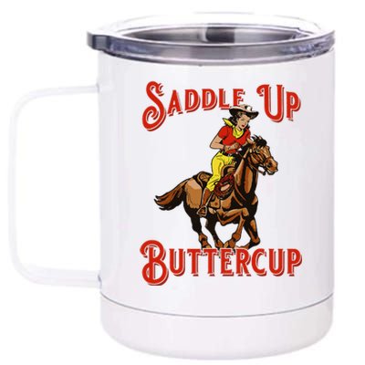 Saddle Up Buttercup Vintage Cow Cow Southern Western 12 oz Stainless Steel Tumbler Cup