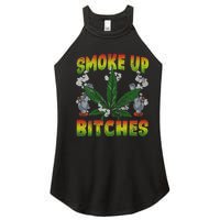 Smoke Up Bitches Marijuana Pot Leaf Weed 420 Stoner Day Women's Perfect Tri Rocker Tank