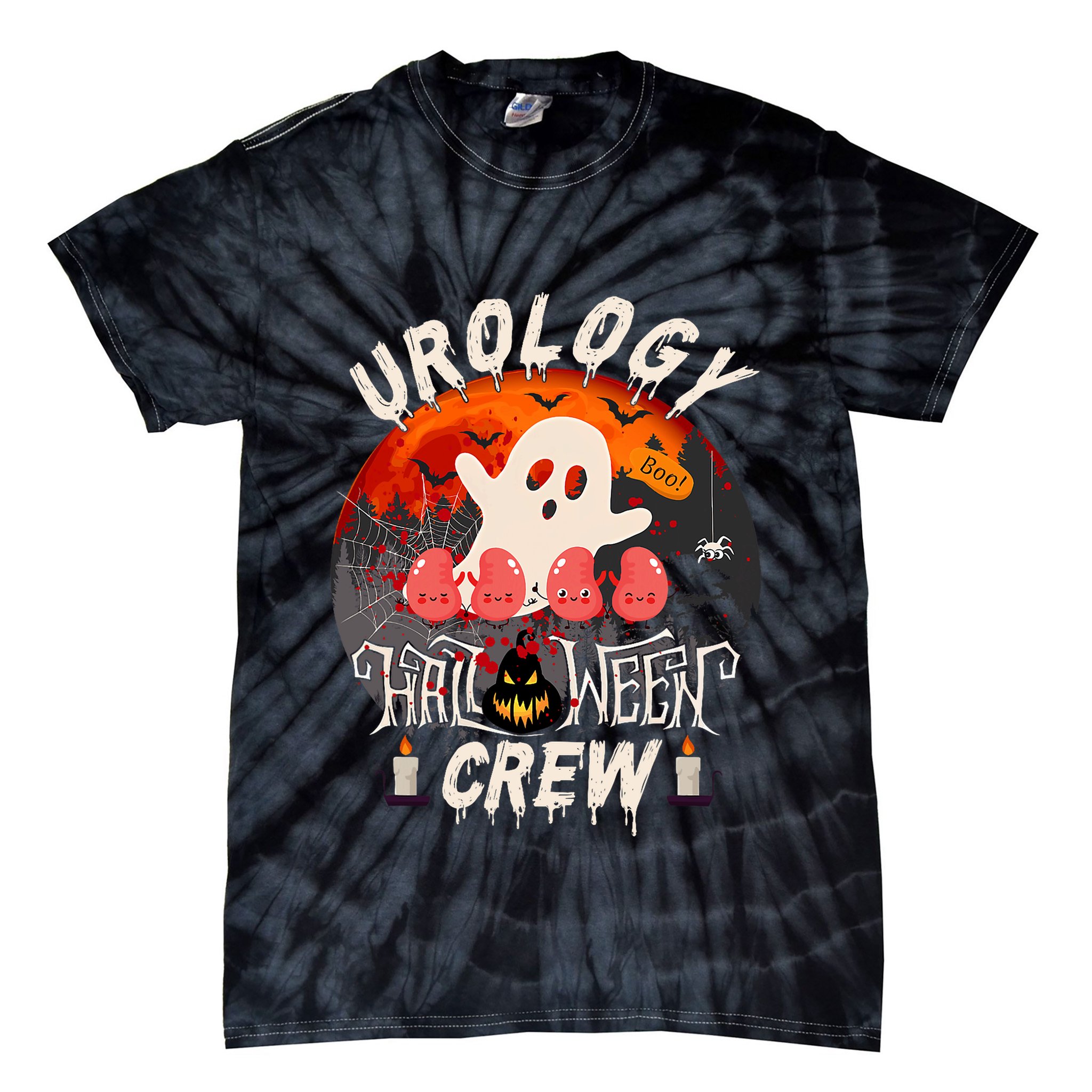 Spooky Urology Boo Crew Urology Nurse Halloween Matching Tie-Dye T-Shirt