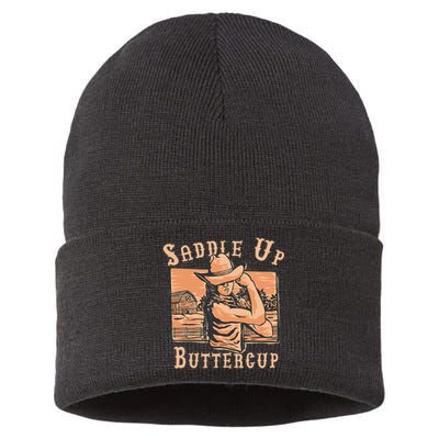 Saddle Up Buttercup Rodeo Girl Funny Cowgirl Cowboy Sustainable Knit Beanie