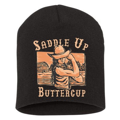 Saddle Up Buttercup Rodeo Girl Funny Cowgirl Cowboy Short Acrylic Beanie