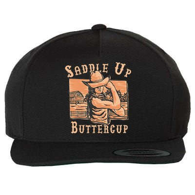 Saddle Up Buttercup Rodeo Girl Funny Cowgirl Cowboy Wool Snapback Cap