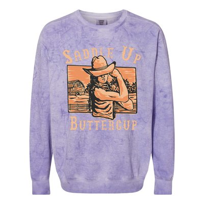 Saddle Up Buttercup Rodeo Girl Cowgirl Cowboy Colorblast Crewneck Sweatshirt