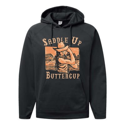 Saddle Up Buttercup Rodeo Girl Cowgirl Cowboy Performance Fleece Hoodie