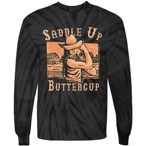 Saddle Up Buttercup Rodeo Girl Cowgirl Cowboy Tie-Dye Long Sleeve Shirt