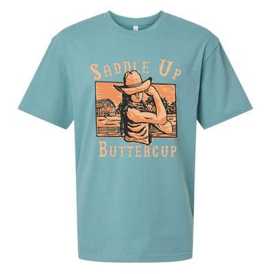 Saddle Up Buttercup Rodeo Girl Cowgirl Cowboy Sueded Cloud Jersey T-Shirt