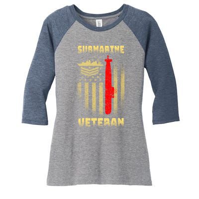 Submarine Veteran Women's Tri-Blend 3/4-Sleeve Raglan Shirt