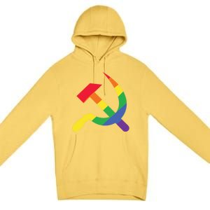 Soviet Union Communist Flag Hammer And Sickle Lgbtq Rainbow Gift Premium Pullover Hoodie