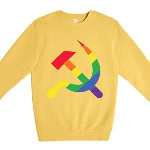 Soviet Union Communist Flag Hammer And Sickle Lgbtq Rainbow Gift Premium Crewneck Sweatshirt