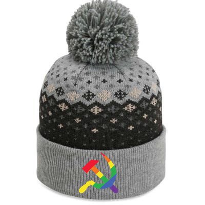 Soviet Union Communist Flag Hammer And Sickle Lgbtq Rainbow Gift The Baniff Cuffed Pom Beanie