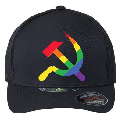 Soviet Union Communist Flag Hammer And Sickle Lgbtq Rainbow Gift Flexfit Unipanel Trucker Cap