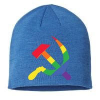 Soviet Union Communist Flag Hammer And Sickle Lgbtq Rainbow Gift Sustainable Beanie