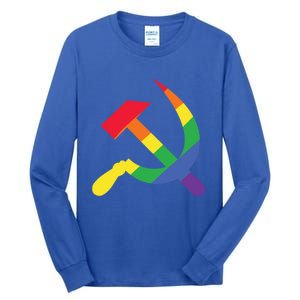 Soviet Union Communist Flag Hammer And Sickle Lgbtq Rainbow Gift Tall Long Sleeve T-Shirt