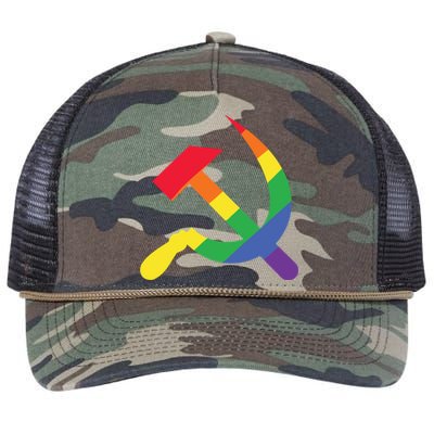 Soviet Union Communist Flag Hammer And Sickle Lgbtq Rainbow Gift Retro Rope Trucker Hat Cap