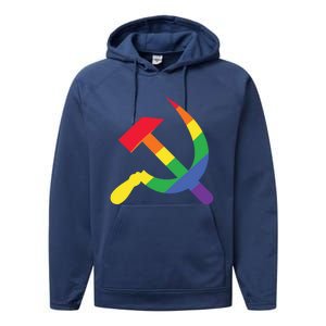 Soviet Union Communist Flag Hammer And Sickle Lgbtq Rainbow Gift Performance Fleece Hoodie