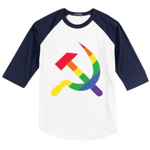 Soviet Union Communist Flag Hammer And Sickle Lgbtq Rainbow Gift Baseball Sleeve Shirt