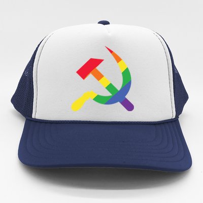 Soviet Union Communist Flag Hammer And Sickle Lgbtq Rainbow Gift Trucker Hat