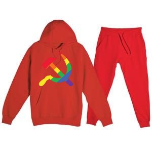 Soviet Union Communist Flag Hammer And Sickle Lgbtq Rainbow Gift Premium Hooded Sweatsuit Set