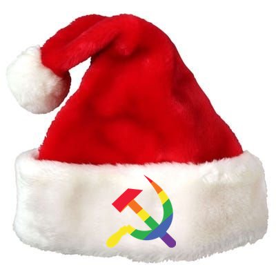 Soviet Union Communist Flag Hammer And Sickle Lgbtq Rainbow Gift Premium Christmas Santa Hat