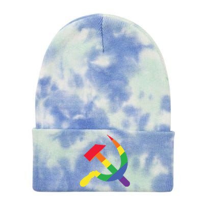 Soviet Union Communist Flag Hammer And Sickle Lgbtq Rainbow Gift Tie Dye 12in Knit Beanie