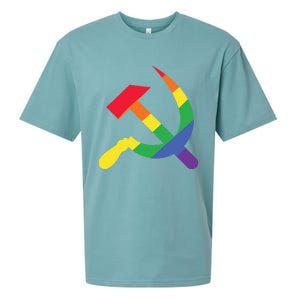 Soviet Union Communist Flag Hammer And Sickle Lgbtq Rainbow Gift Sueded Cloud Jersey T-Shirt