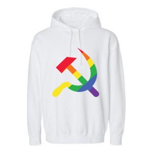 Soviet Union Communist Flag Hammer And Sickle Lgbtq Rainbow Gift Garment-Dyed Fleece Hoodie