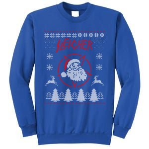 Sleigher Ugly Christmas Graphic Santa Metal Print Funny Gift Sweatshirt