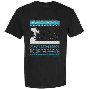 Swimming Ugly Christmas Sweater For Swimmer Cool Gift Garment-Dyed Heavyweight T-Shirt