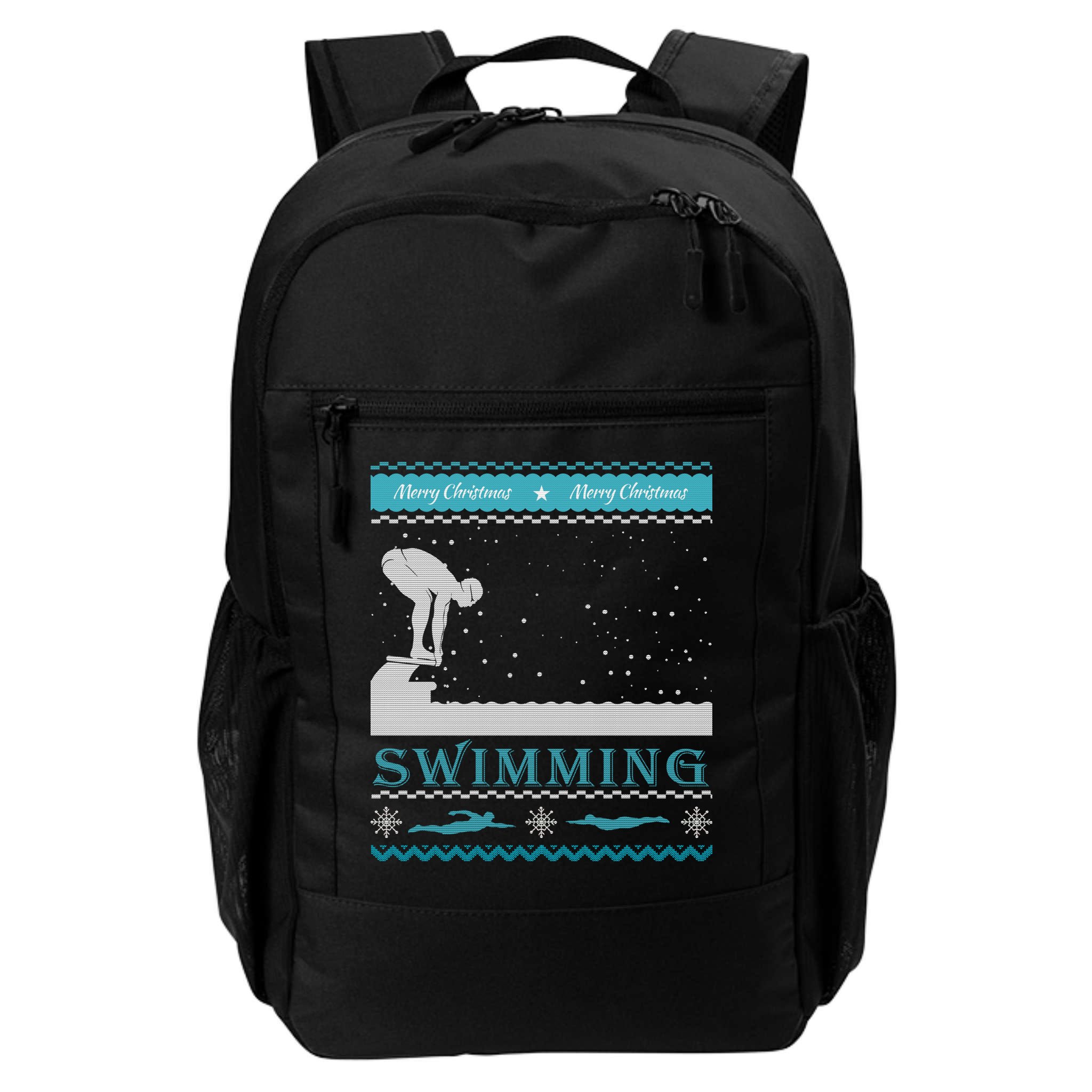 Swimming Ugly Christmas Sweater For Swimmer Cool Gift Backpack