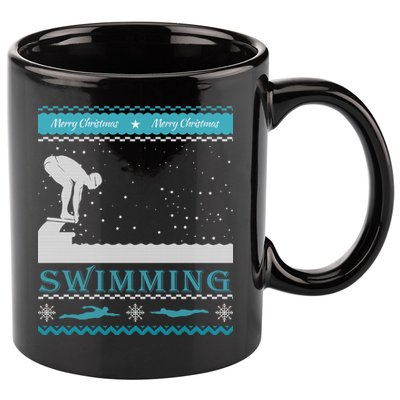 Swimming Ugly Christmas Sweater For Swimmer Cool Gift 11oz C Handle Ceramic Mug